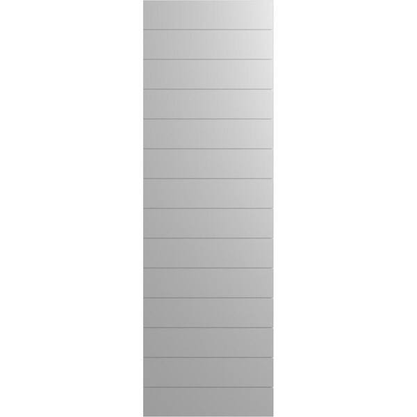 Ekena Millwork 15 in. x 73 in. True Fit PVC Horizontal Slat Modern Style Fixed Mount Board and Batten Shutters Pair in Primed