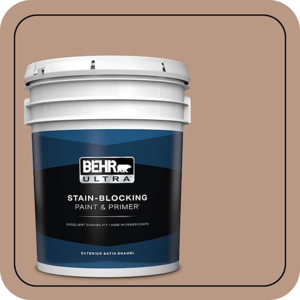 BEHR ULTRA 5 gal. #250F-4 Stone Brown Satin Enamel Exterior Paint & Primer