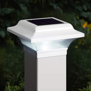 Imperial 2.5 in. x 2.5 in. Outdoor White Cast Aluminum LED Solar Post Cap (2-Pack)