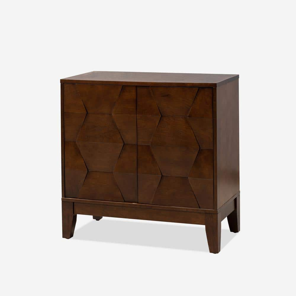 JAYDEN CREATION Madge Walnut 30 in. Tall 2-Door Accent Storage Cabinet ...