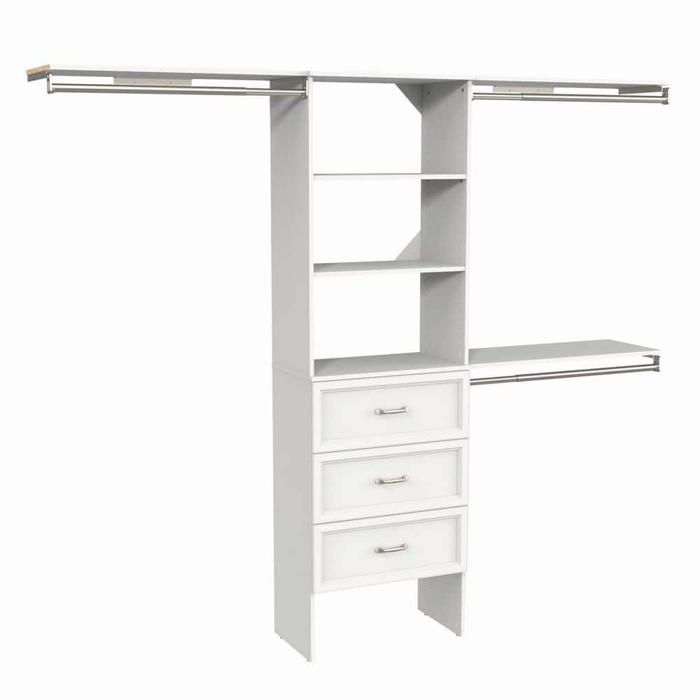 Style+ 73.1 in W - 121.1 in W White Traditional Style Basic Plus Wood Closet System Kit price history on PriceWatchPro