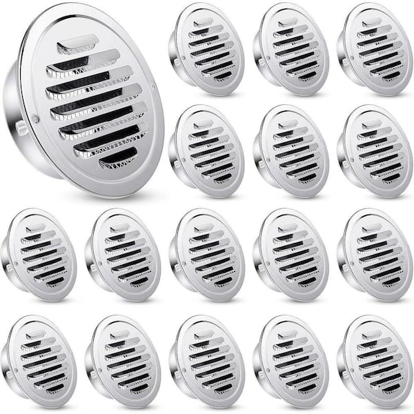 Stainless Steel 4 Inch Round Soffit Vent with Mesh Screen Waterproof Anti-Rust Louver Design 18-Piece Set