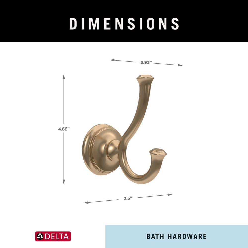 Delta Cassidy Wall Mount J-Hook Towel Hook Bath Hardware Accessory in Champagne Bronze