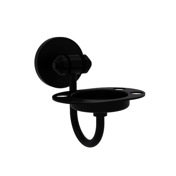 Allied Brass South Beach Wall Mounted Tumbler and Toothbrush Holder in Matte Black