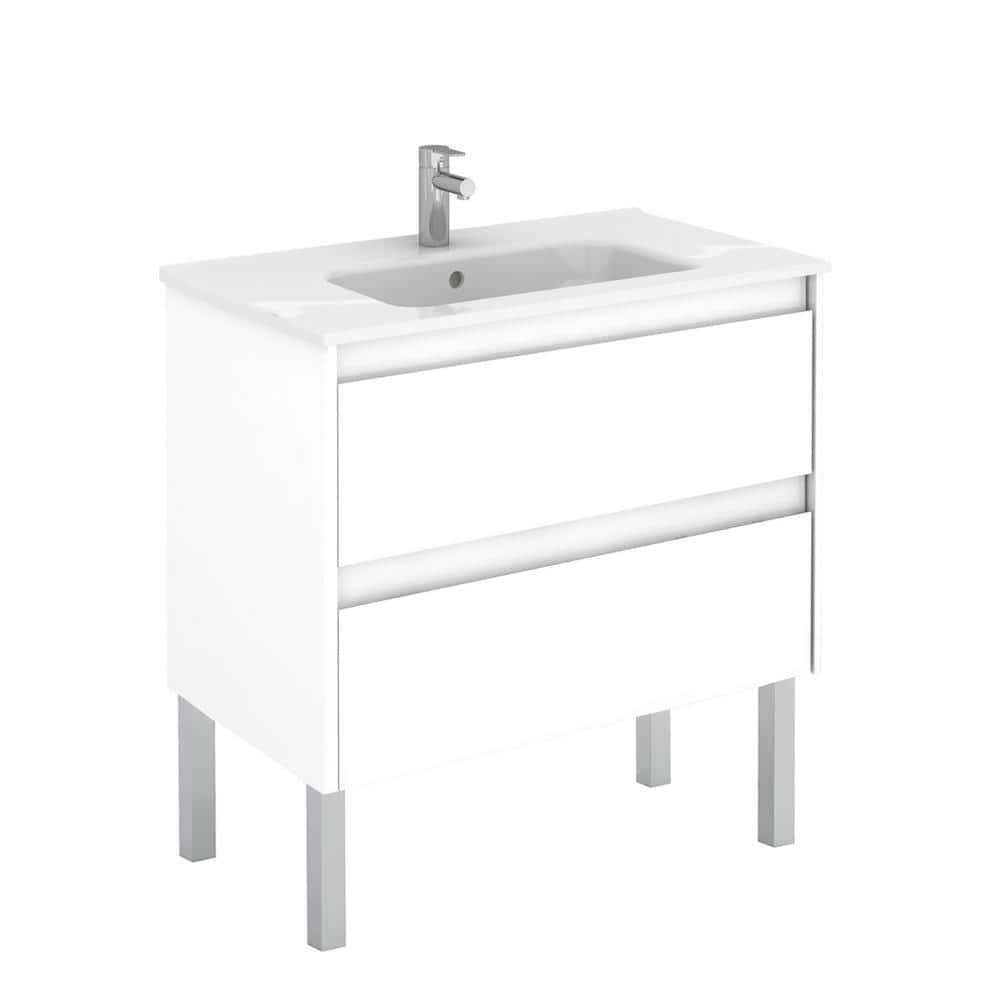 Reviews For Ws Bath Collections Ambra 31 6 In W X 18 1 In D X 32 9 In H Bathroom Vanity Unit In Gloss White With Vanity Top And Basin In White Ambra