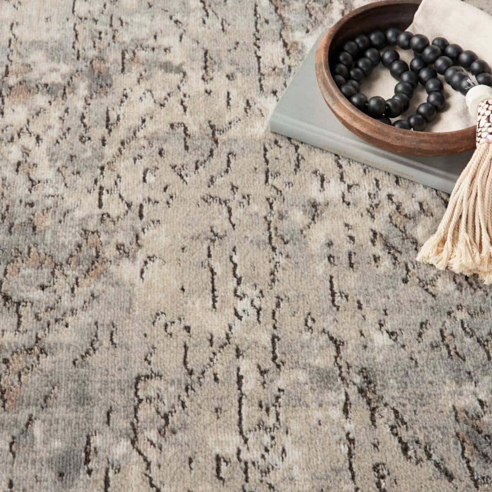 Reversible Abstract Gray Synthetic 5' x 7' Area Rug