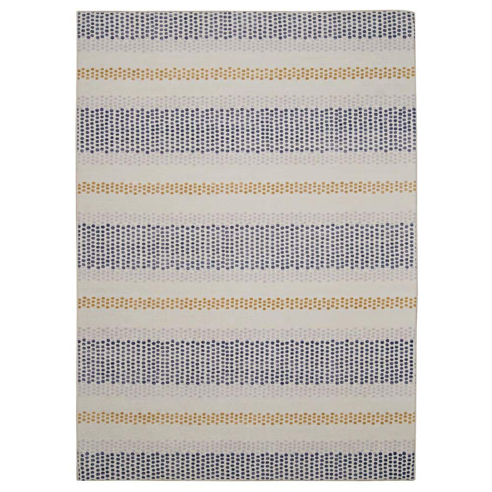 Del Ivory and Blue 2 ft. W x 3 ft. L Washable Polyester Indoor/Outdoor Area Rug price history on PriceWatchPro