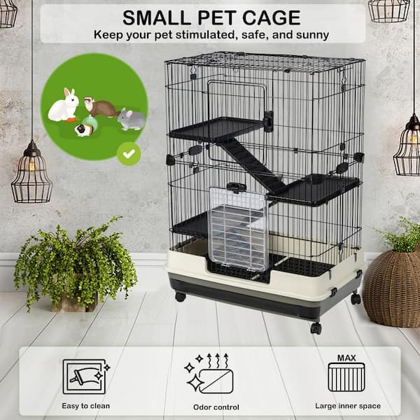 4 Tier 32 in. Small Animal Metal Cage Height Adjustable with