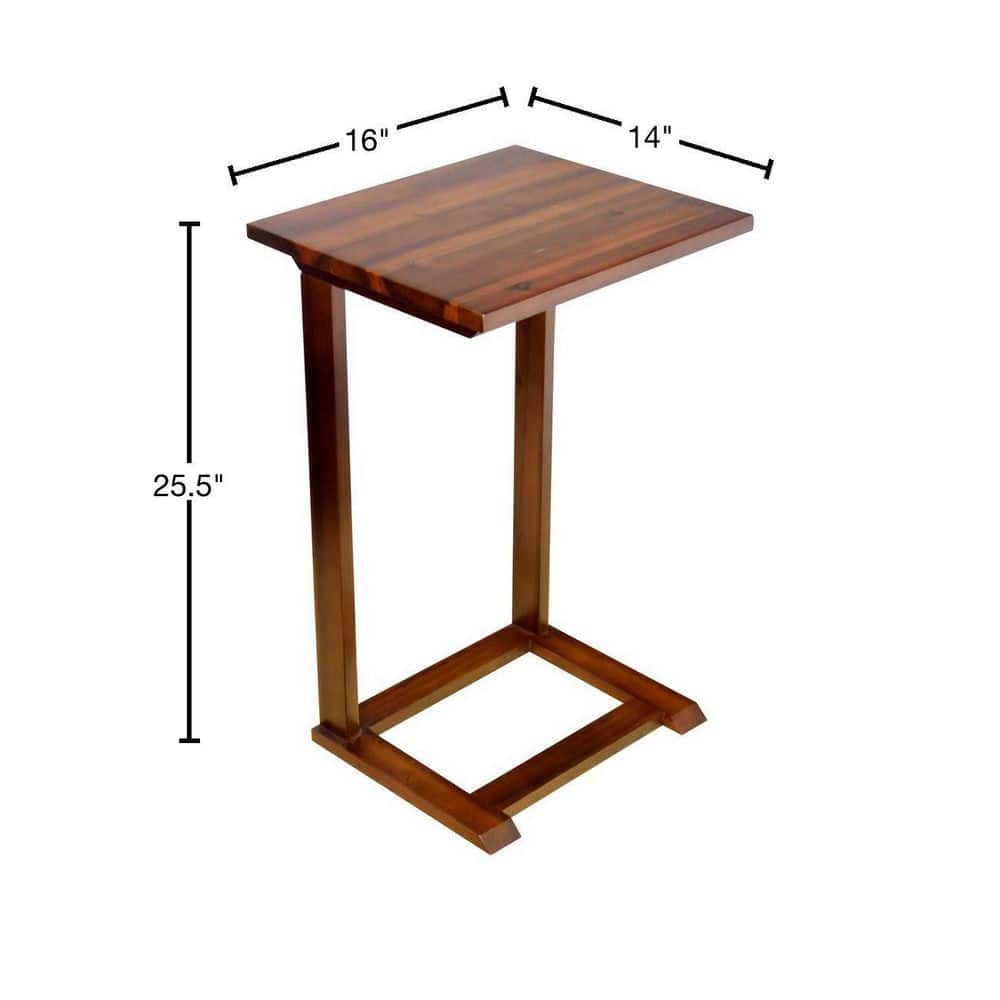 Solid Acacia Dark Mahogany C-Table with Clear Lacquer Finish