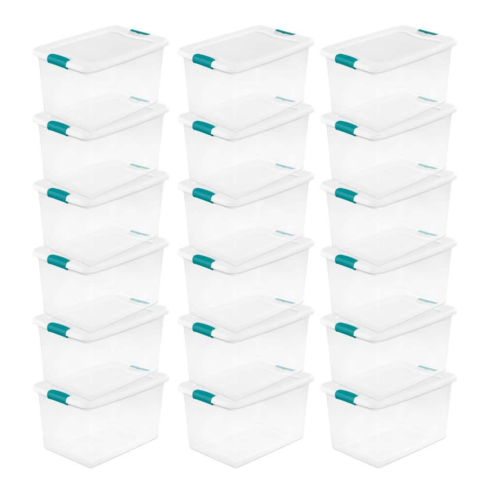 Sterilite Plastic Latching Storage Box 64 Quart Shelf Totes