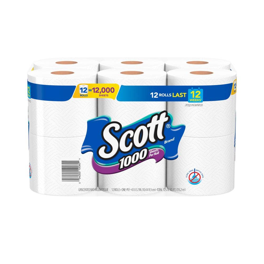 Scott White Toilet Tissue (1000-Sheet 12 Rolls Per Pack) (8-Pack) 10060 ...