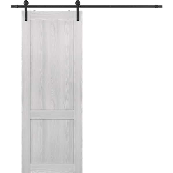 Belldinni Shaker 32 in. x 84 in. 2 Panel Ribeira Ash Finished Composite Wood Sliding Barn Door with Hardware Kit