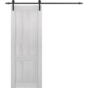 Shaker 36 in. x 84 in. 2-Panel Ribeira Ash Finished Composite Wood Sliding Barn Door with Hardware Kit