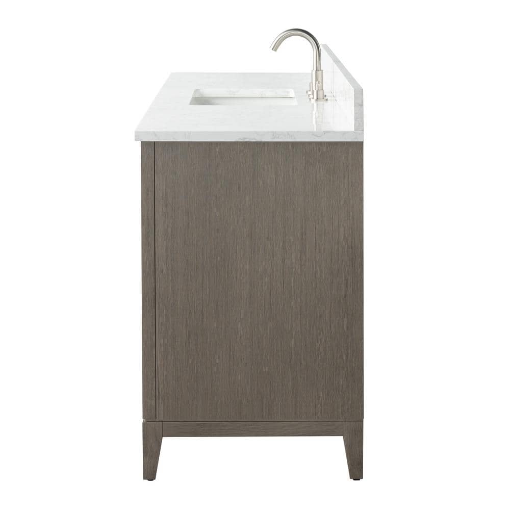 Driftwood Gray 60" Single Sink Bathroom Vanity with Engineered Marble Top