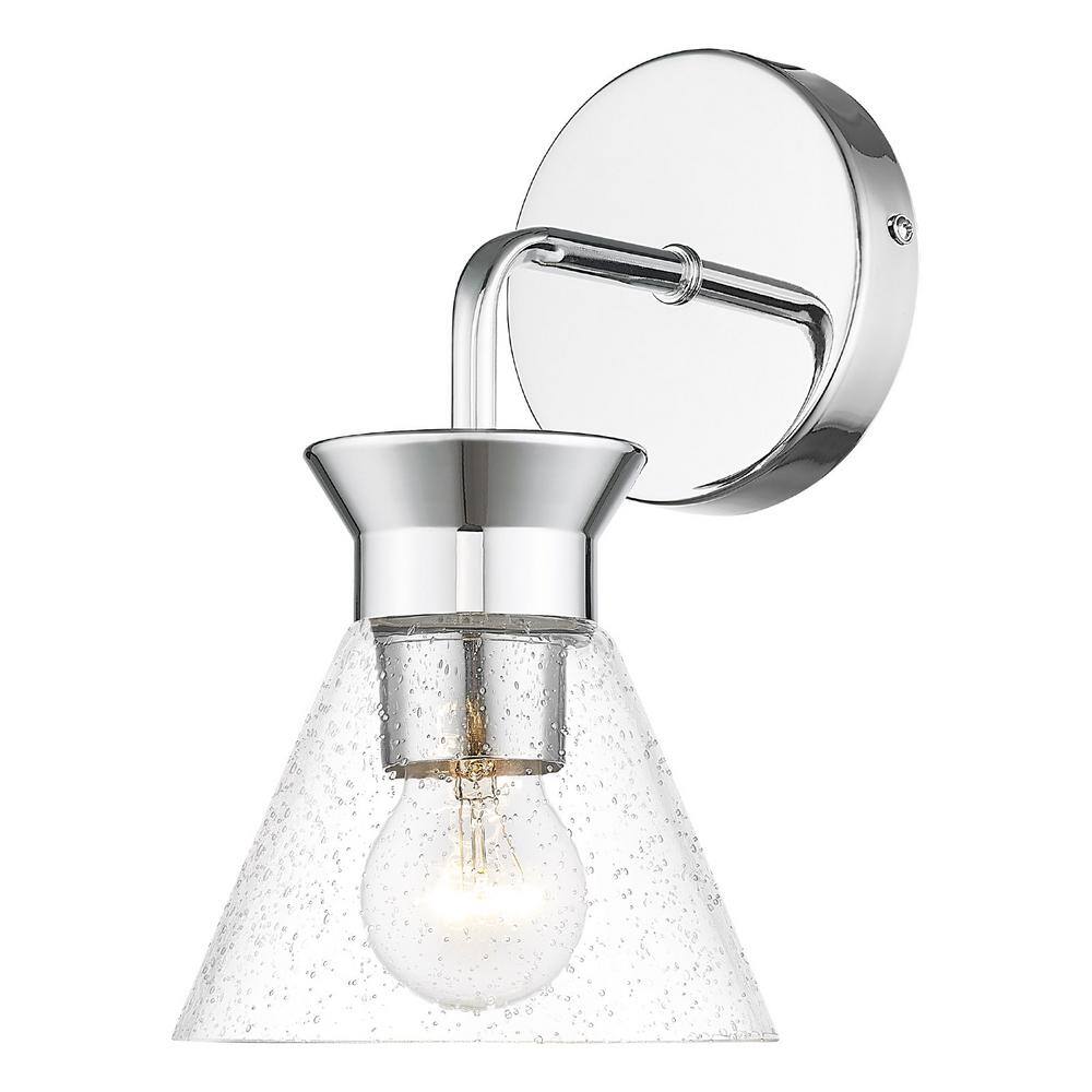 ZACHVO 6.8 in. 1 Light Chrome Vanity Light with Seeded Glass Shade