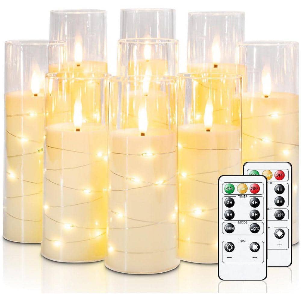 Flameless Candle with Remote Timer, Acrylic Battery Operated LED Pillar ...