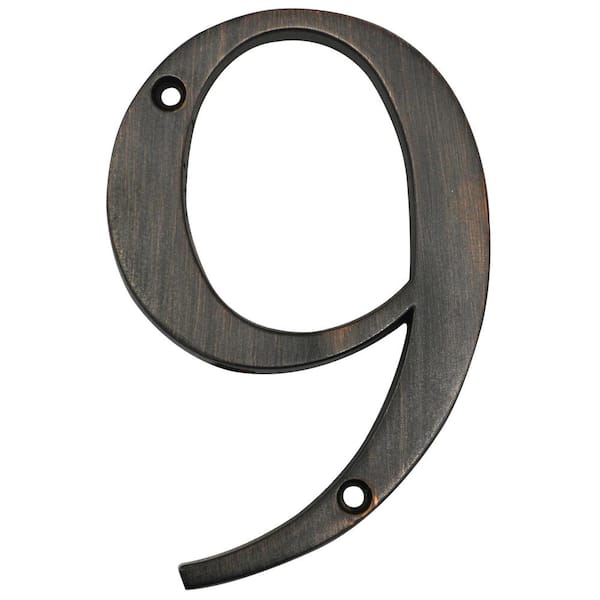 Everbilt 4 in. Aged Bronze Flush Mount House Number 9