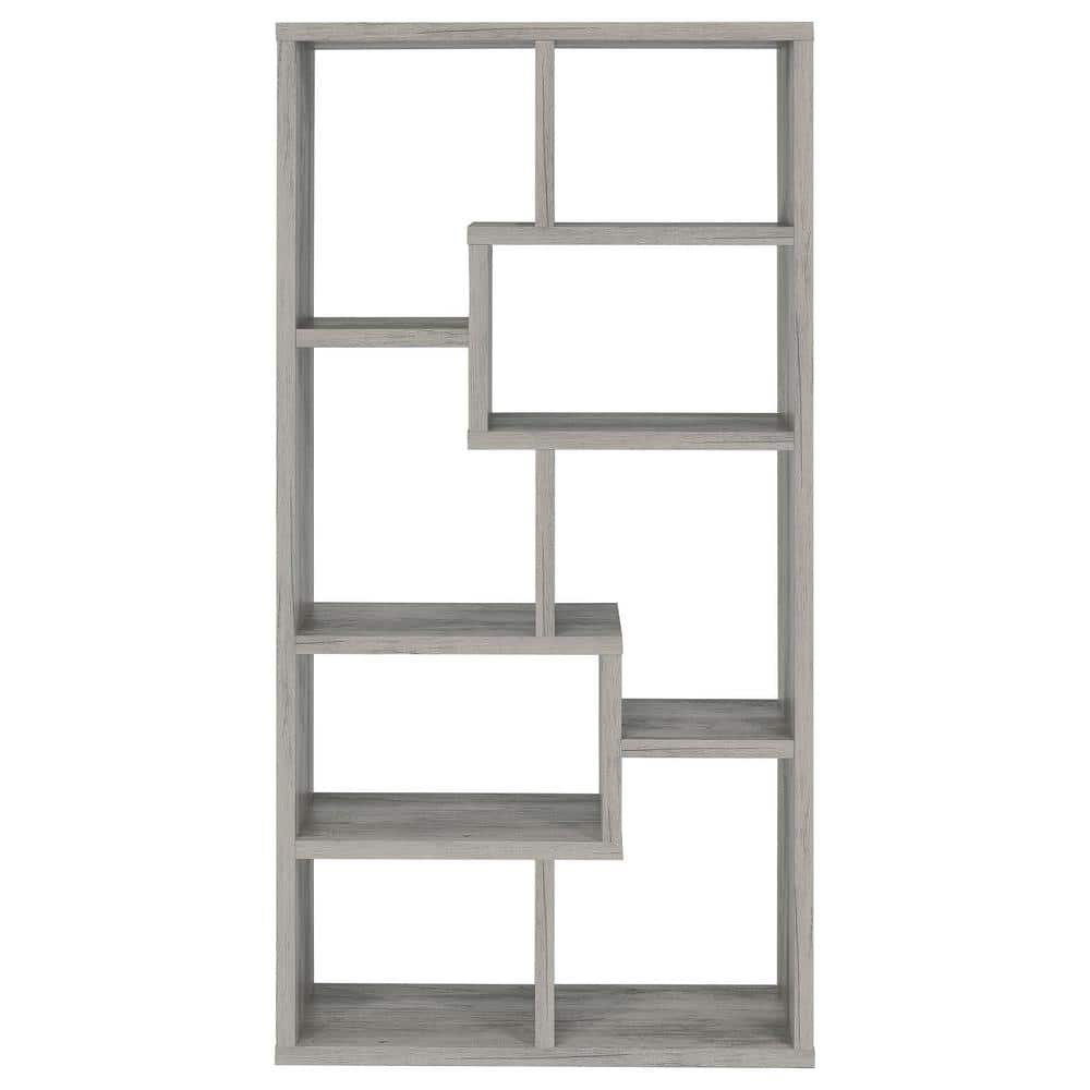 Transitional Driftwood Gray 70.75" Wooden Cube Bookcase