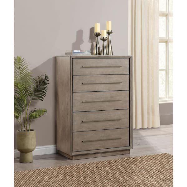 Durango Taupe Oak 5-drawer 38 in. Chest of Drawers