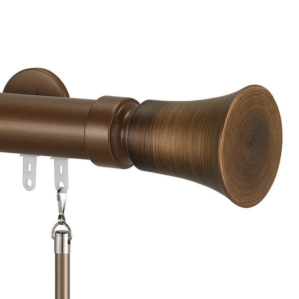 Art Decor Tekno 40 108 in. Traverse Rod With Tama Finials in Dark Metalic Copper