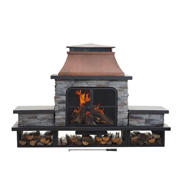 Sunjoy Seneca 51 in. Wood Burning Outdoor Fireplace