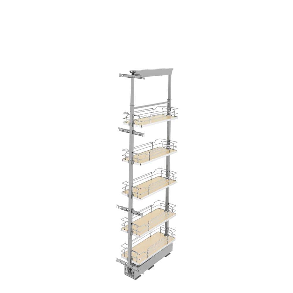 Maple and Chrome Adjustable Pull Out Pantry System