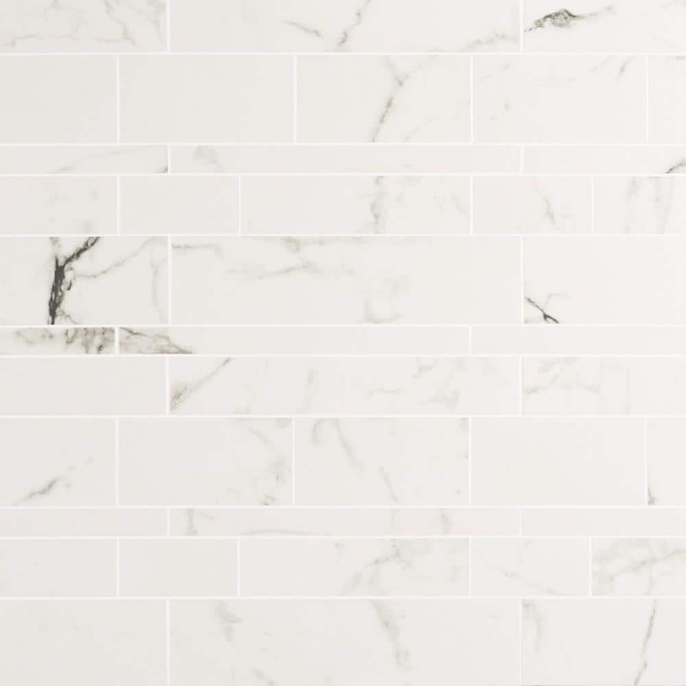 Saroshi Statuario Venato Matte Porcelain Marble Look Mosaic Tile