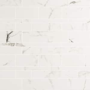 Saroshi Statuario Venato 11.41 in. x 11.69 in. Matte Porcelain Floor and Wall Mosaic Tile (0.92 sq. ft./Each)