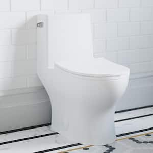 Ivy One-Piece 1.28 GPF Toilet Single Flush Elongated Toilet in Glossy White Seat Included