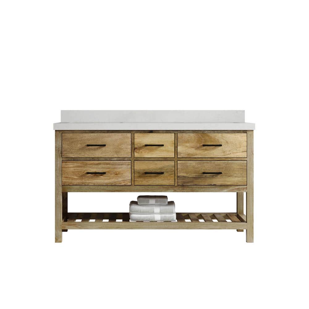Parker Mango 60 in. W x 22 in. D x 36 in. H Double Sink Bath Vanity in Natural Mango with 2 in. Carrara Quartz Top price history on PriceWatchPro