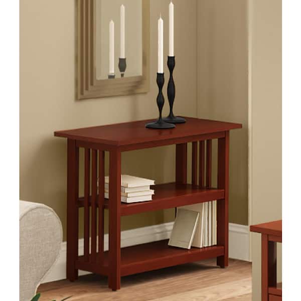 Alaterre Furniture Mission 24 in. Cherry Wood 2-shelf Etagere Bookcase with Adjustable Shelves