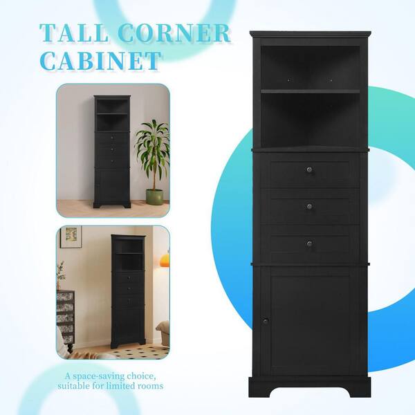Miscool Anky 23 in. W x 13.4 in. D x 68.9 in. H Black MDF