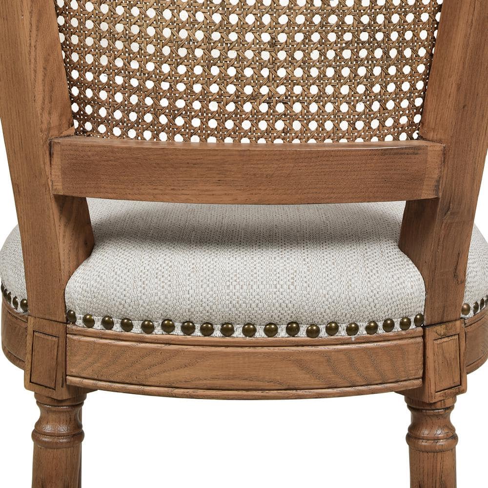 French Country Oak & Wicker Counter Bar Stool in White Pepper