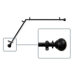 28 in. to 48 in. Adjustable 13/16 in. Corner Window Curtain Rod in Black with Douglas Finials