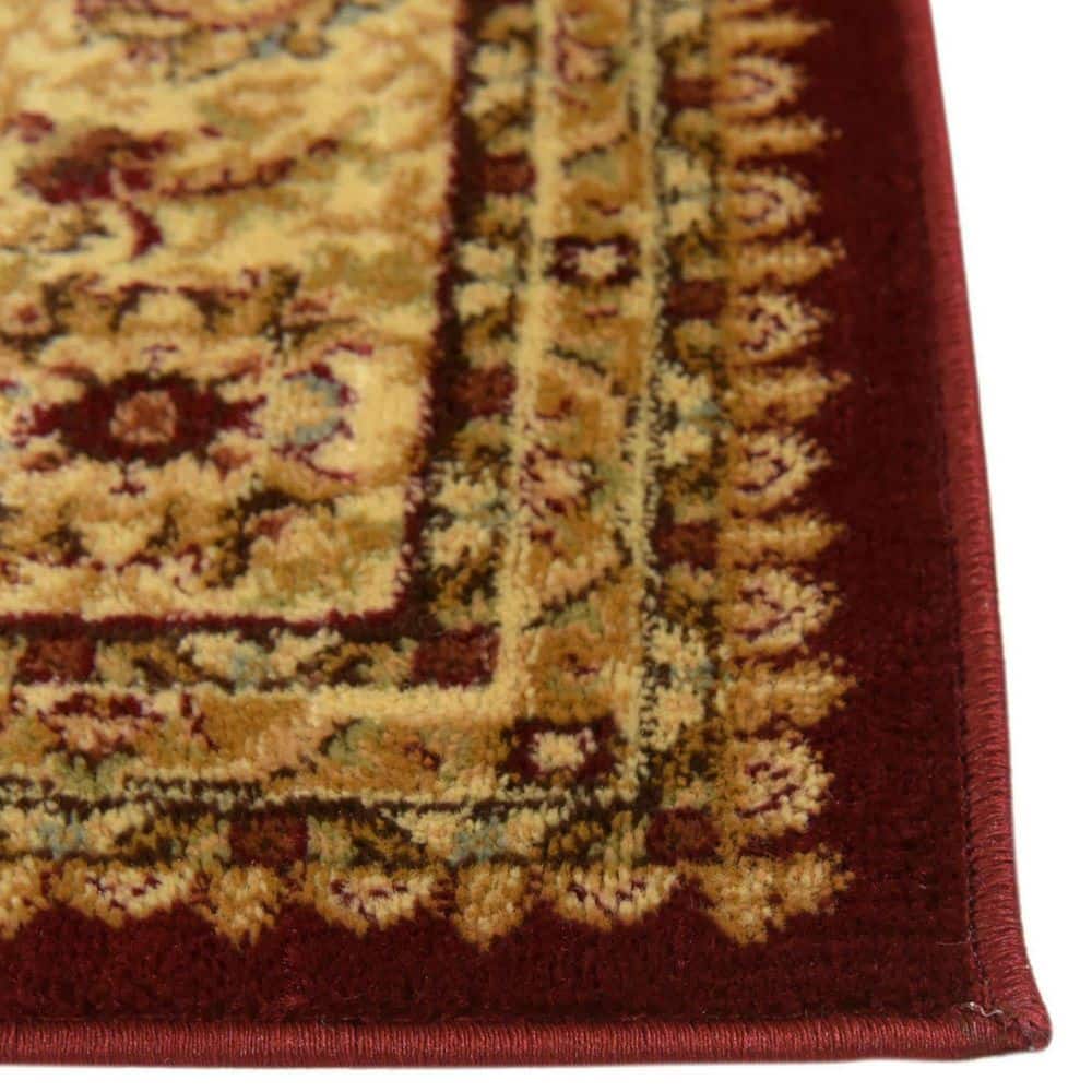 Handmade Rectangular Red Synthetic Stain-Resistant Rug