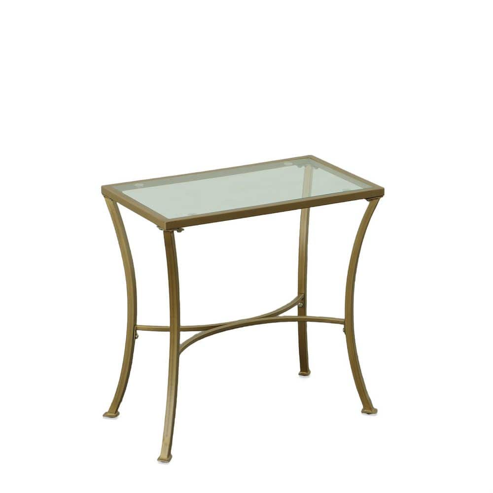 Palin 24 in. Antique Gold 24 in. High Rectangle Glass Top End Table price history on PriceWatchPro