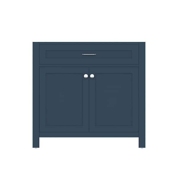 Alya Bath Norwalk 35 in. W x 21.5 in. D x 33.45 in. H Bath Vanity Cabinet without Top in Blue