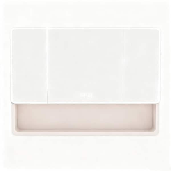 35.43 in. W x 27.56 in. H Rectangular Aluminium Medicine Cabinet with Mirror, 3 Colors LED Light and Defogging Function