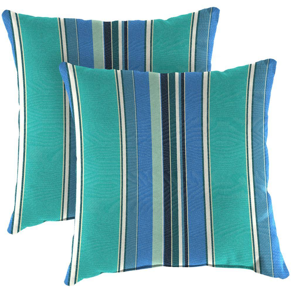 Dolce Oasis Blue Stripe Square Outdoor Throw Pillows Set