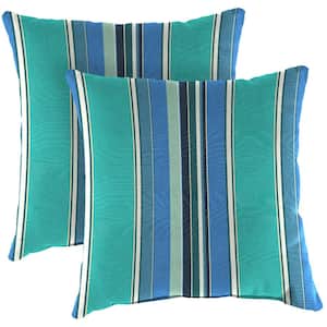 Sunbrella 16 in. x 16 in. Dolce Oasis Multicolor Stripe Square Knife Edge Outdoor Throw Pillows (2-Pack)