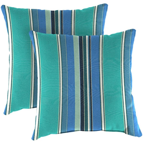 Jordan Manufacturing Sunbrella 16 in. x 16 in. Dolce Oasis Multicolor Stripe Square Knife Edge Outdoor Throw Pillows (2-Pack)