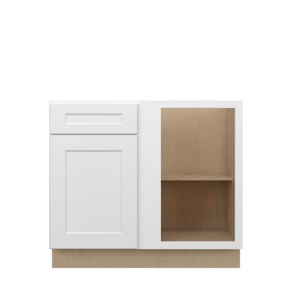 Norfolk Shaker 39 in. W x 34.5 in. H x 24 in. D in Painted White Plywood Assembled Corner Blind Base-Right
