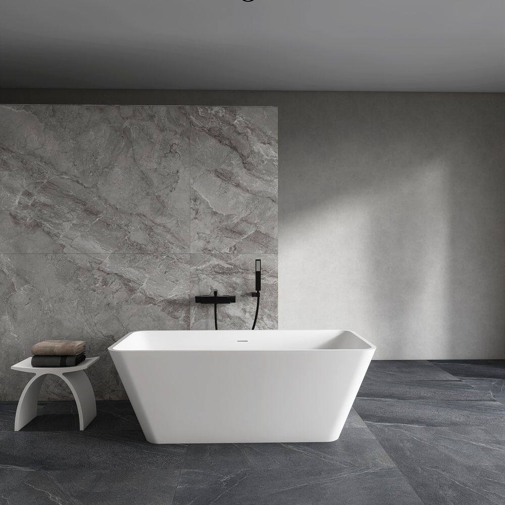 67 in. x 31 in. Freestanding Solid Surface Rectangle Soaking Bathtub For Bathroom in Matte White price history on PriceWatchPro