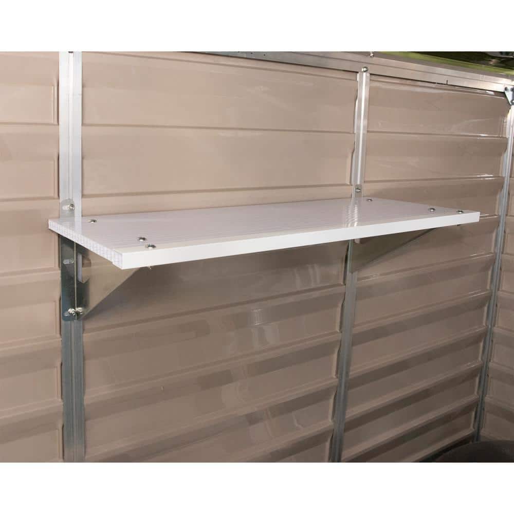 White Steel and Plastic Shed Storage Shelf Kit