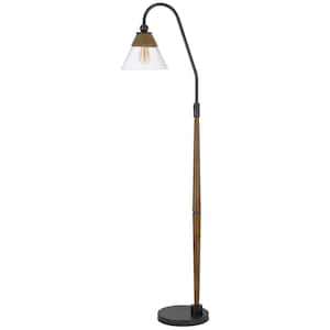 71.25 in. Brown 1 Dimmable (Full Range) Standard Floor Lamp for Living Room with Glass Empire Shade