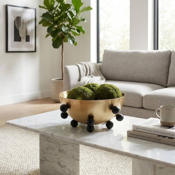 Gold/Black Metal 13 in. Bubble Decorative Bowl