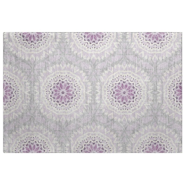Dream Shag Premium Machine Washable Abstract ADS619 Lilac 2 ft. x 3 ft. Accent Rug