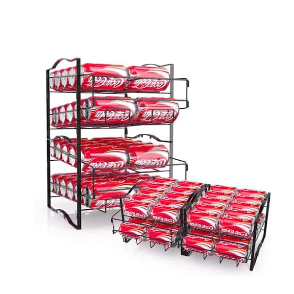 4‑Tier Can Organizer Rack Set of 2-Stackable Soda Dispenser for Refrigerator