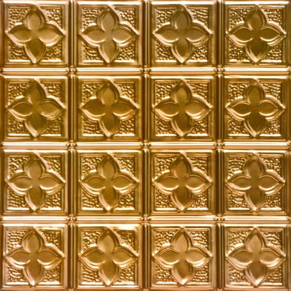 FROM PLAIN TO BEAUTIFUL IN HOURS Clover Lincoln Copper 2 ft. x 2 ft. Decorative Lay-in Tin Ceiling Tile (48 sq. ft./Case)
