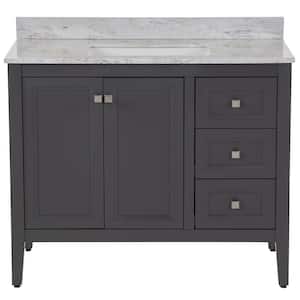 Darcy 43 in. W x 22 in. D x 39 in. H Single Sink  Bath Vanity in Shale Gray with Winter Mist Cultured Marble Top